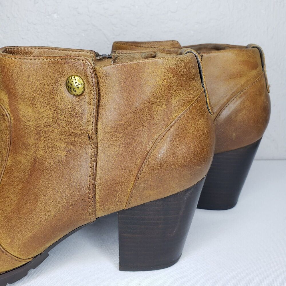 Clarks Indigo Women’s Distressed Brown Leather Ankle Boots Heels Sz US 11M - Picture 6 of 14